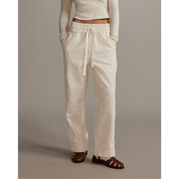 Everlane The Canvas Organic Cotton Pull-On Pant Wide Leg Bone Size S NWT - Picture 1 of 13